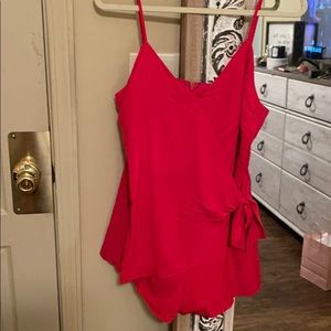 Red romper, with tie in side
